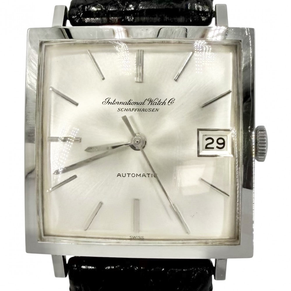 【開店SALE】 IWC SCHAFFHAUSEN アイダブリューシー シャフハウゼン 腕時計 デイト スクエア シャンパンゴールド文字盤 AT メンズウォッチ C.8541 ヴィンテージ R1160A 自動巻き ステンレススチール レザー シルバー ブラック 黒 メンズ【中古品】