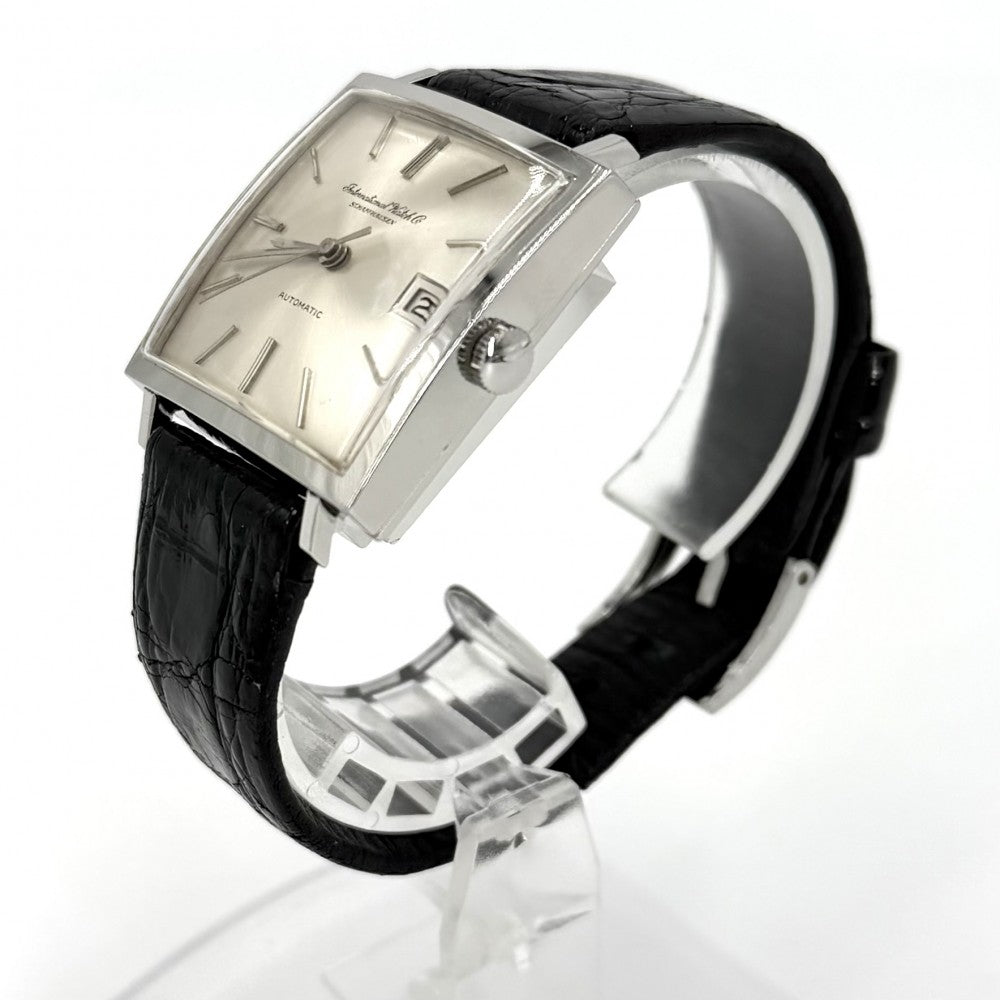 【開店SALE】 IWC SCHAFFHAUSEN アイダブリューシー シャフハウゼン 腕時計 デイト スクエア シャンパンゴールド文字盤 AT メンズウォッチ C.8541 ヴィンテージ R1160A 自動巻き ステンレススチール レザー シルバー ブラック 黒 メンズ【中古品】