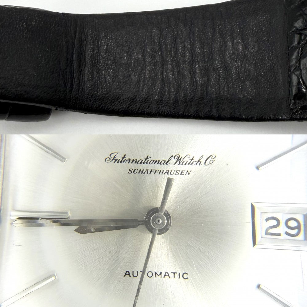 【開店SALE】 IWC SCHAFFHAUSEN アイダブリューシー シャフハウゼン 腕時計 デイト スクエア シャンパンゴールド文字盤 AT メンズウォッチ C.8541 ヴィンテージ R1160A 自動巻き ステンレススチール レザー シルバー ブラック 黒 メンズ【中古品】