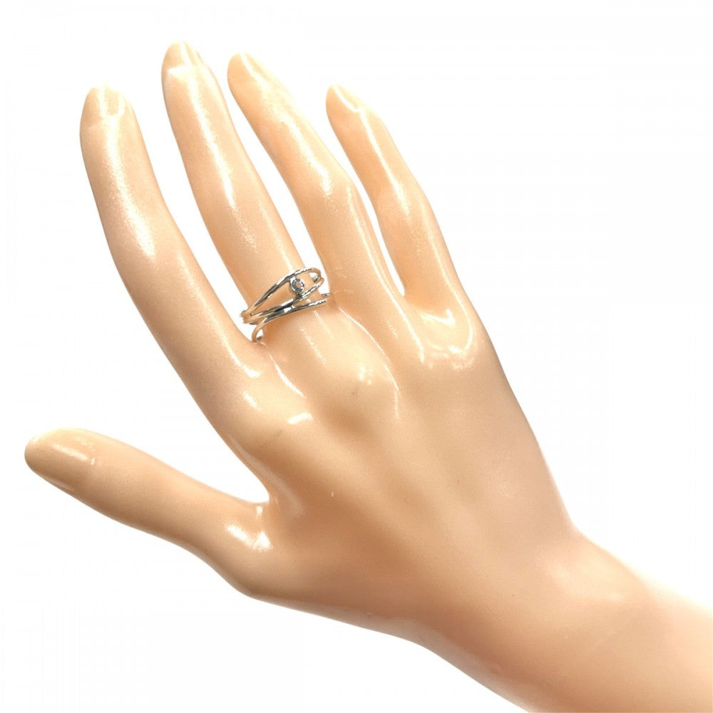 TIFFANY&Co. ティファニー 指輪 ウェーブリング ３ロウ ジュエリー アクセサリー シルバー925 アクアマリン 約10号 レディース 約2.0g【中古品】