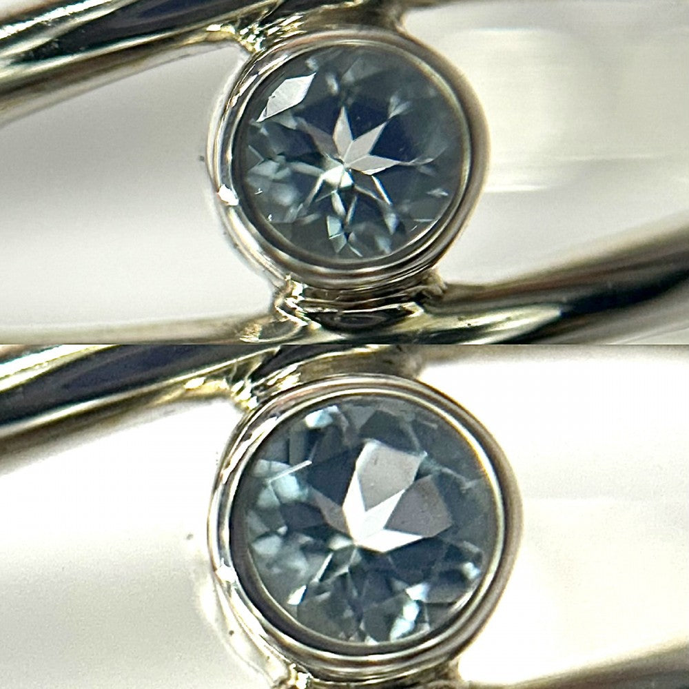 TIFFANY&Co. ティファニー 指輪 ウェーブリング ３ロウ ジュエリー アクセサリー シルバー925 アクアマリン 約10号 レディース 約2.0g【中古品】