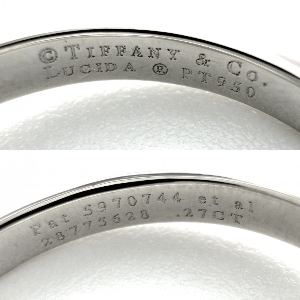 TIFFANY&Co. ティファニー 指輪 ルシダ リング ジュエリー アクセサリー イニシャル入り Pt950プラチナ ダイヤモンド0.27ct 約9号 レディース 約3.2g【中古品】