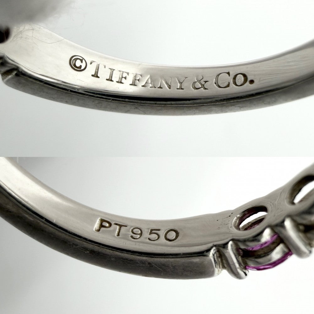 TIFFANY&Co. ティファニー 指輪 フォーエバー エンブレイスバンド ジュエリー アクセサリー ハーフエタニティ Pt950プラチナ ダイヤモンド 約9号 ピンク レディース 約4.1g【中古品】