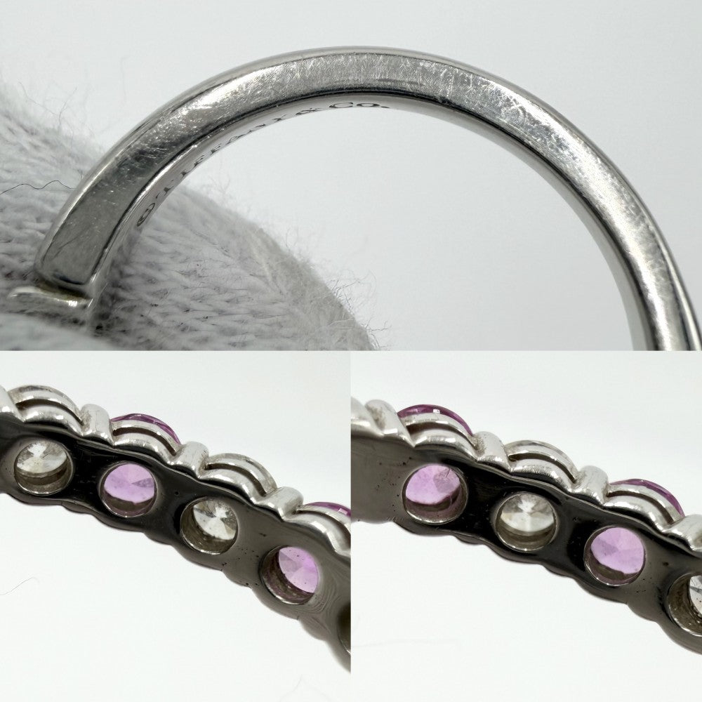 TIFFANY&Co. ティファニー 指輪 フォーエバー エンブレイスバンド ジュエリー アクセサリー ハーフエタニティ Pt950プラチナ ダイヤモンド 約9号 ピンク レディース 約4.1g【中古品】