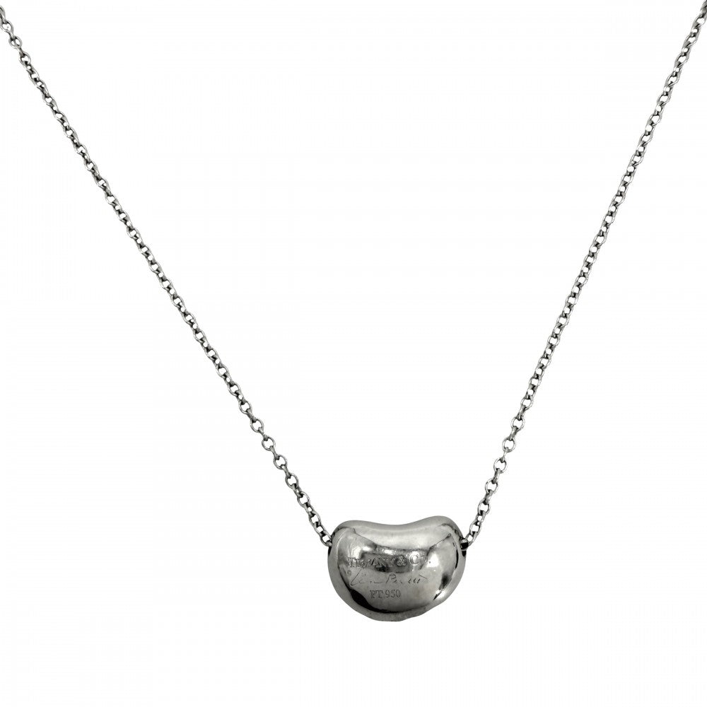 TIFFANY&Co. ティファニー ネックレス エルサペレッティ ビーンモチーフ ジュエリー アクセサリー Pt950プラチナ ダイヤモンド レディース 約4.6g【中古品】