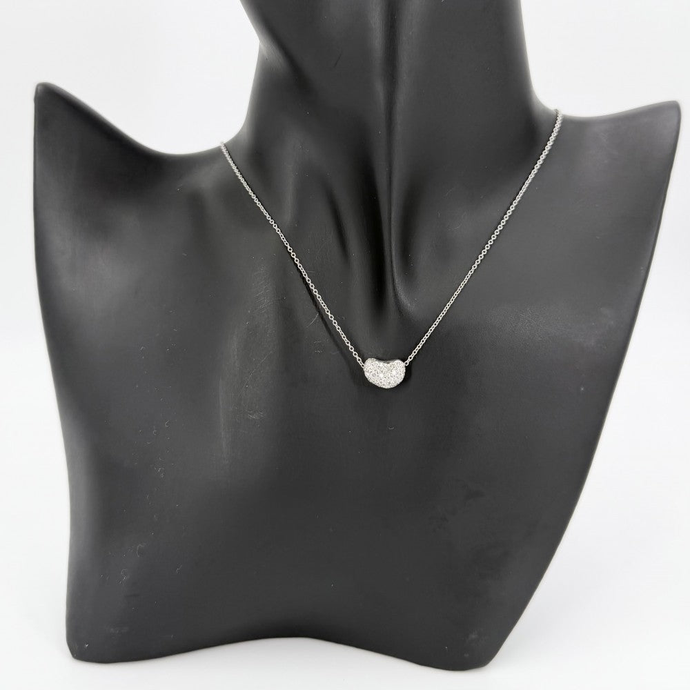 TIFFANY&Co. ティファニー ネックレス エルサペレッティ ビーンモチーフ ジュエリー アクセサリー Pt950プラチナ ダイヤモンド レディース 約4.6g【中古品】