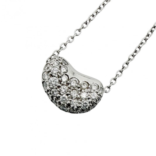 TIFFANY&Co. ティファニー ネックレス エルサペレッティ ビーンモチーフ ジュエリー アクセサリー Pt950プラチナ ダイヤモンド レディース 約4.6g【中古品】