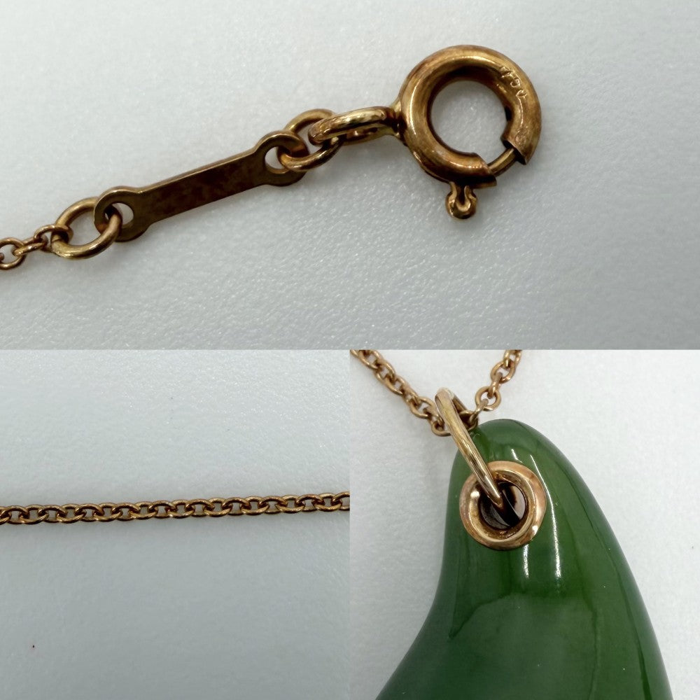 TIFFANY&Co. ティファニー ネックレス ティアドロップ ジュエリー アクセサリー 18金YG Au750 ペンダント K18イエローゴールド ネフライト グリーン 緑 レディース 約5.2g【中古品】