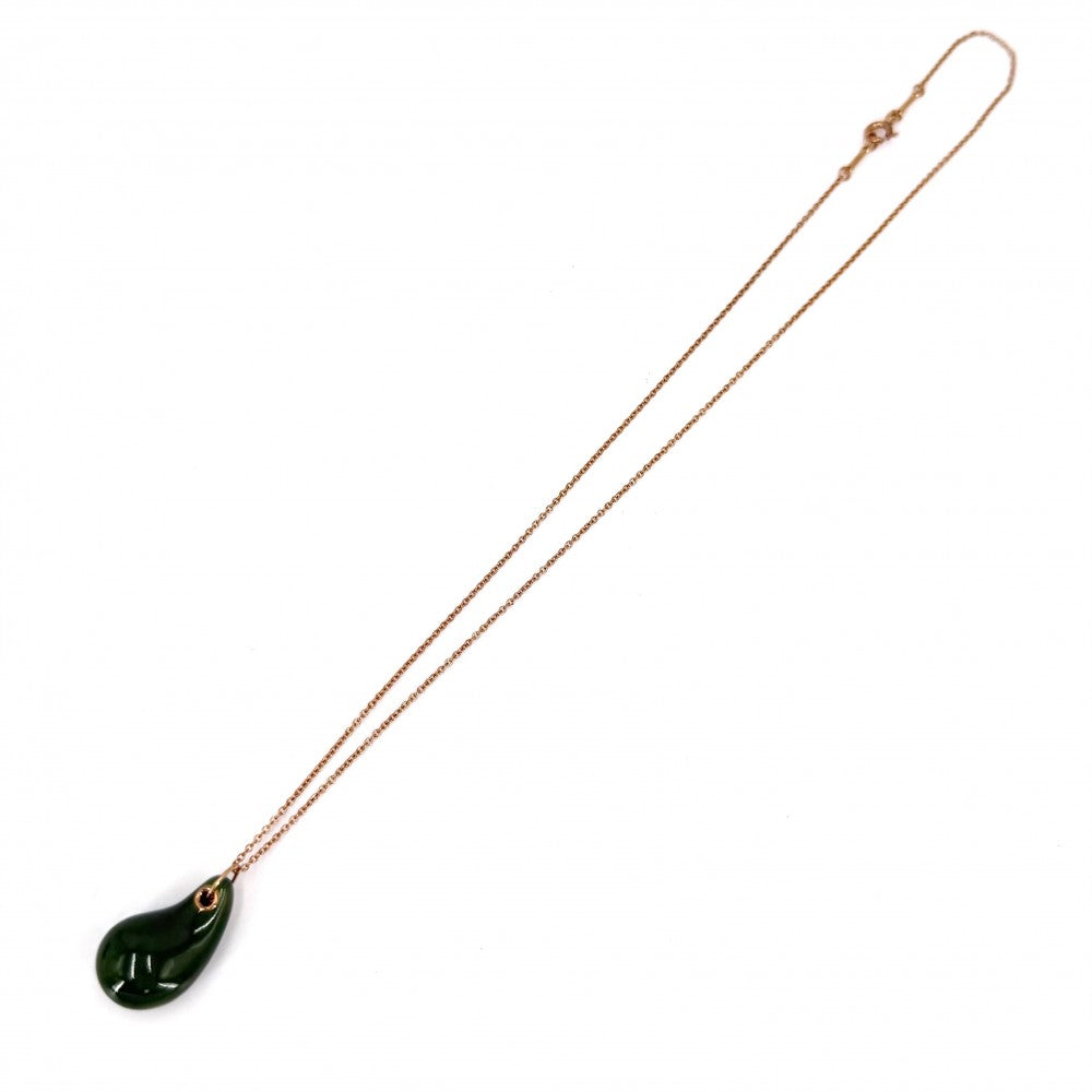 TIFFANY&Co. ティファニー ネックレス ティアドロップ ジュエリー アクセサリー 18金YG Au750 ペンダント K18イエローゴールド ネフライト グリーン 緑 レディース 約5.2g【中古品】