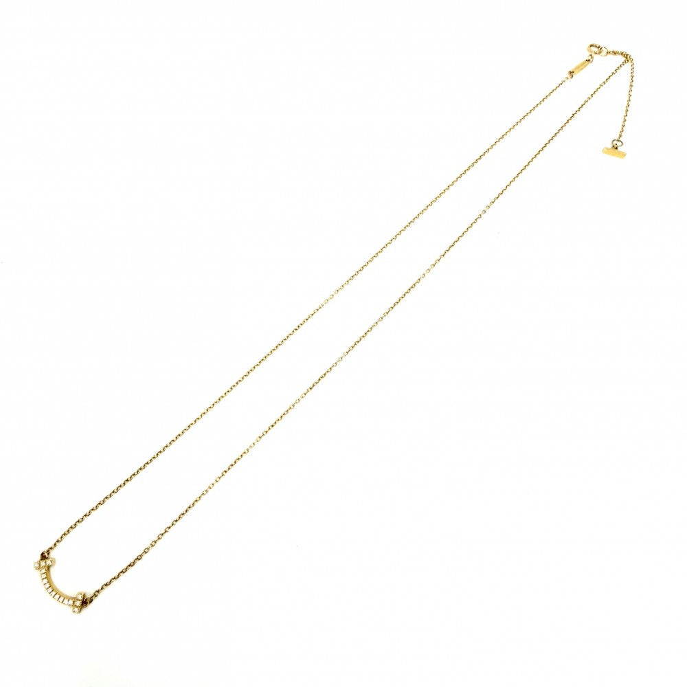 TIFFANY&Co. ティファニー ネックレス Tスマイル ミニペンダント ジュエリー 18金YG Au750 アクセサリー K18イエローゴールド ダイヤモンド レディース 約2.2g【中古品】