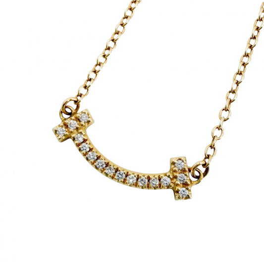 TIFFANY&Co. ティファニー ネックレス Tスマイル ミニペンダント ジュエリー 18金YG Au750 アクセサリー K18イエローゴールド ダイヤモンド レディース 約2.2g【中古品】