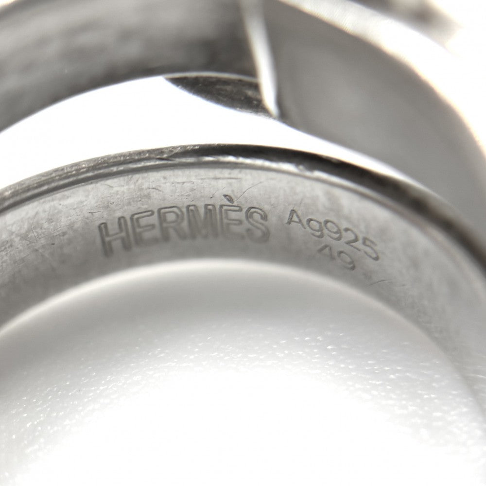 HERMES エルメス 指輪 ダブルトゥルーリング ベルト アクセサリー ジュエリー 小物 49サイズ シルバー925 約9号 ユニセックス 約6.2g【中古品】