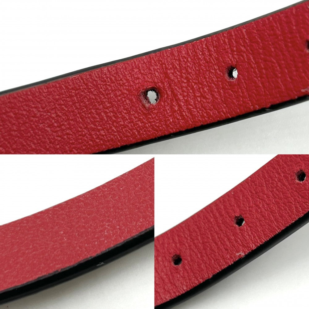 【開店SALE】 Valentino Garavani ヴァレンティノ・ガラヴァーニ ブレスレット Vロゴシグネチャー ベルト アクセサリー メンズ レディース 男女兼用 レザー ブラック 黒 レッド 赤 ゴールド金具 ユニセックス 約9.9g【中古品】