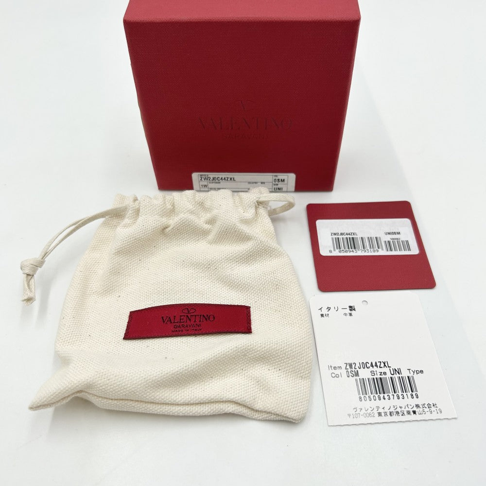 【開店SALE】 Valentino Garavani ヴァレンティノ・ガラヴァーニ ブレスレット Vロゴシグネチャー ベルト アクセサリー メンズ レディース 男女兼用 レザー ブラック 黒 レッド 赤 ゴールド金具 ユニセックス 約9.9g【中古品】