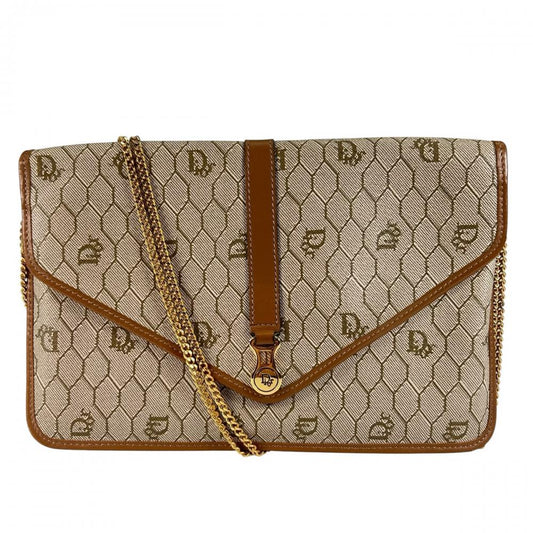 Christian Dior クリスチャンディオール ショルダーバッグ ハニカム ショルダー PVC レザー ベージュ ゴールド金具 レディース【中古品】