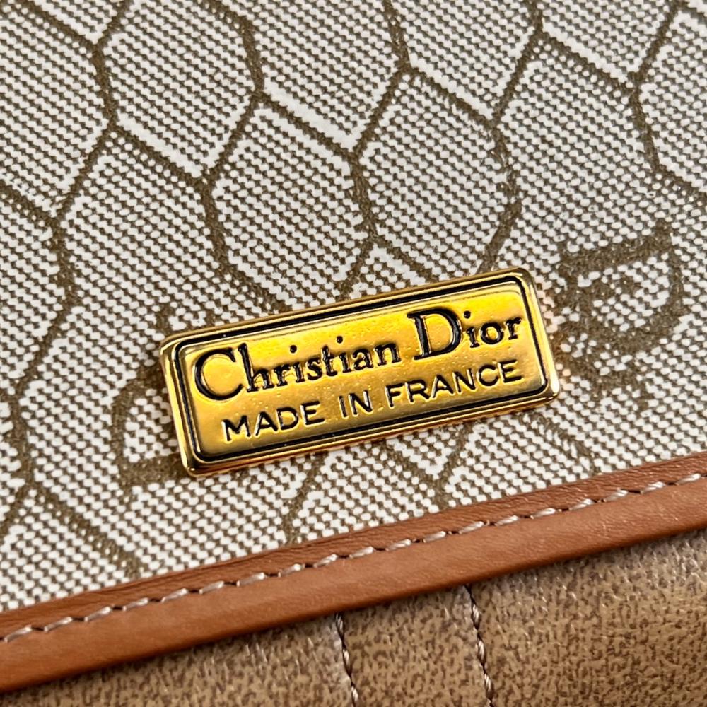 Christian Dior クリスチャンディオール ショルダーバッグ ハニカム ショルダー PVC レザー ベージュ ゴールド金具 レディース【中古品】
