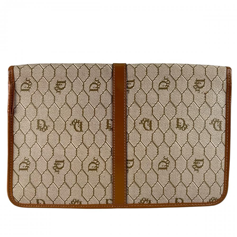 Christian Dior クリスチャンディオール ショルダーバッグ ハニカム ショルダー PVC レザー ベージュ ゴールド金具 レディース【中古品】