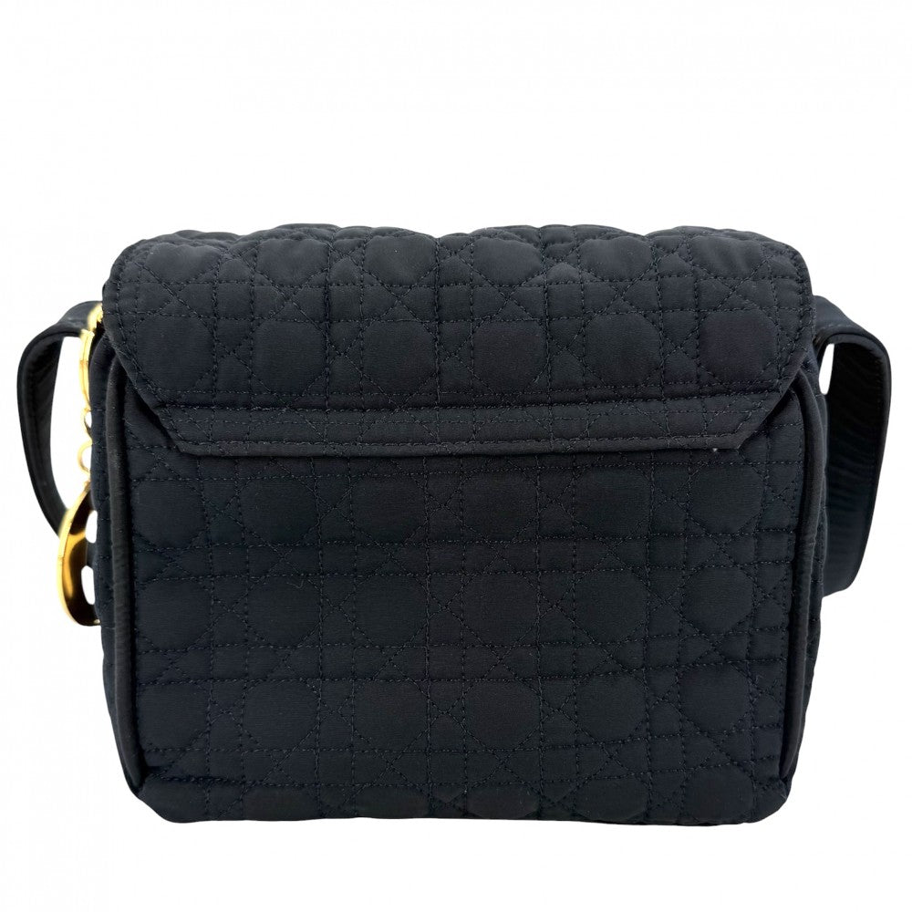 Christian Dior クリスチャンディオール ショルダーバッグ カナージュ ナイロン ダークネイビー ゴールド金具 レディース【中古品】
