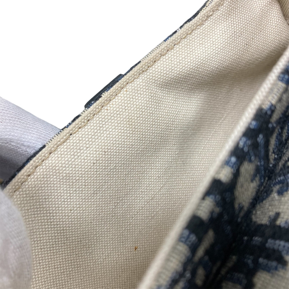 Dior ディオール 2WAY オブリーク サドルバッグ ショルダーバッグ ハンドバッグ キャンバス ベージュ ネイビー 紺 ゴールド金具 レディース【中古品】