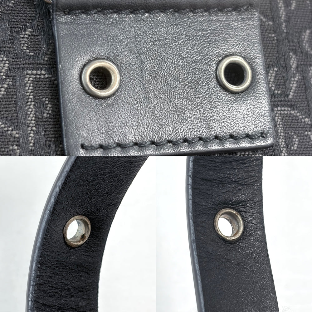 Christian Dior クリスチャンディオール ハンドバッグ ストリートシック トロッター バニティバッグ ポーチ キャンバス レザー ブラック 黒 シルバー金具 レディース【中古品】