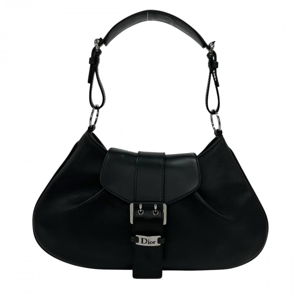 PRADA プラダ ショルダーバッグ ストリートシック ワンショルダー レザー ブラック 黒 シルバー金具 レディース【中古品】