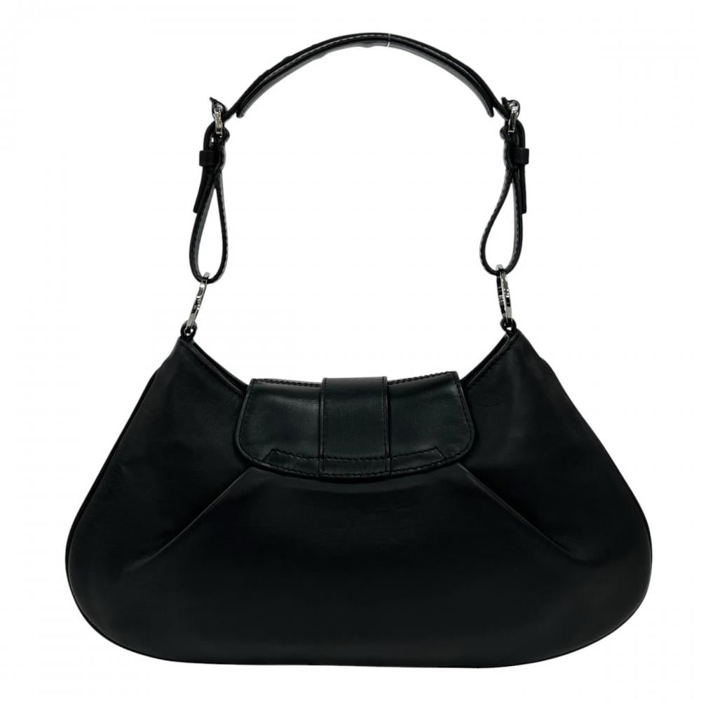 PRADA プラダ ショルダーバッグ ストリートシック ワンショルダー レザー ブラック 黒 シルバー金具 レディース【中古品】