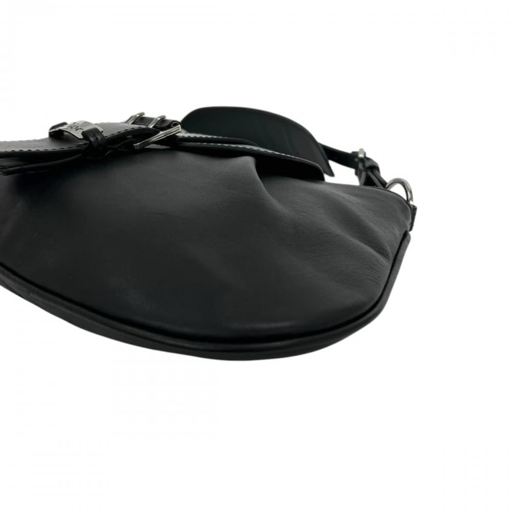 PRADA プラダ ショルダーバッグ ストリートシック ワンショルダー レザー ブラック 黒 シルバー金具 レディース【中古品】