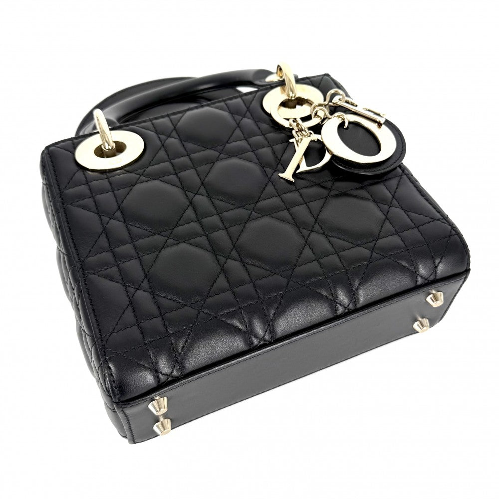 Christian Dior クリスチャンディオール ハンドバッグ カナージュ レディディオールミニ 小さめ ラムスキン ブラック 黒 ゴールド金具 レディース【中古品】