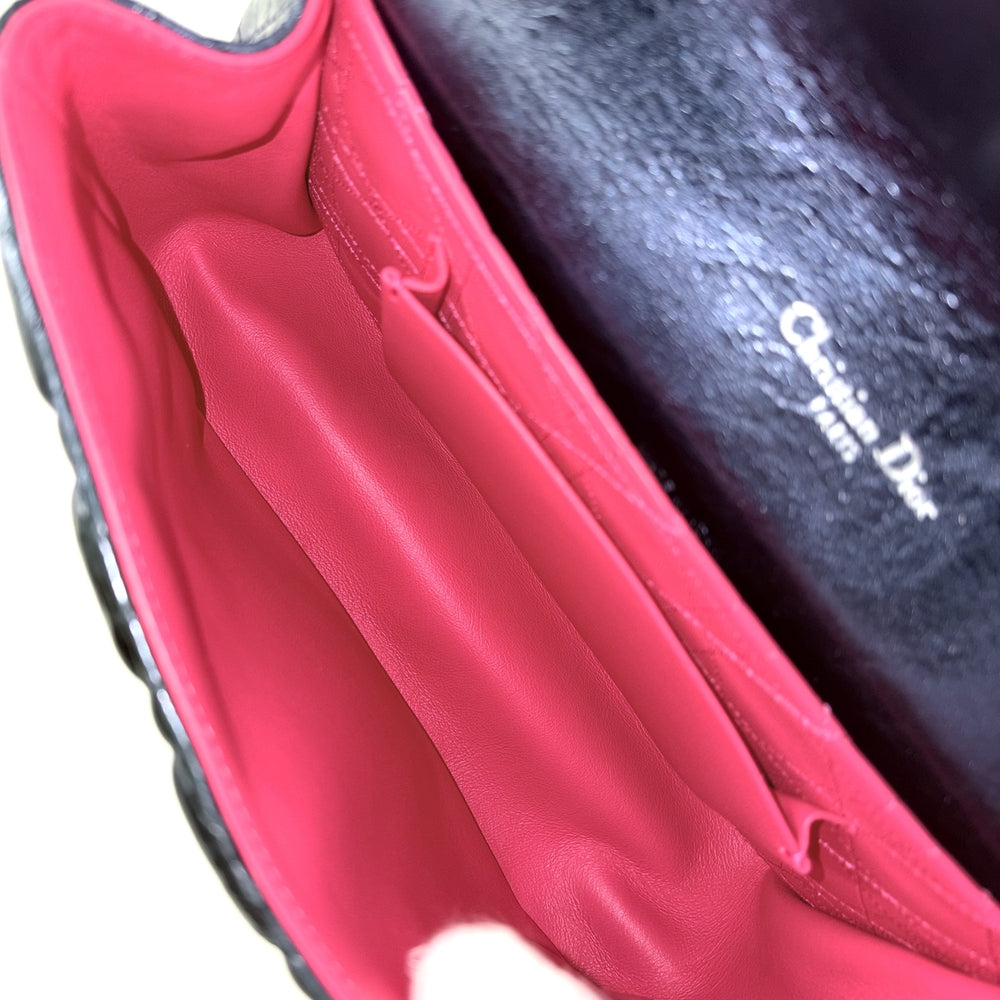Christian Dior クリスチャンディオール 2WAY カナージュ ニューロック メタリック ショルダーバッグ ハンドバッグ レザー ブルー 青 シルバー金具 レディース【中古品】