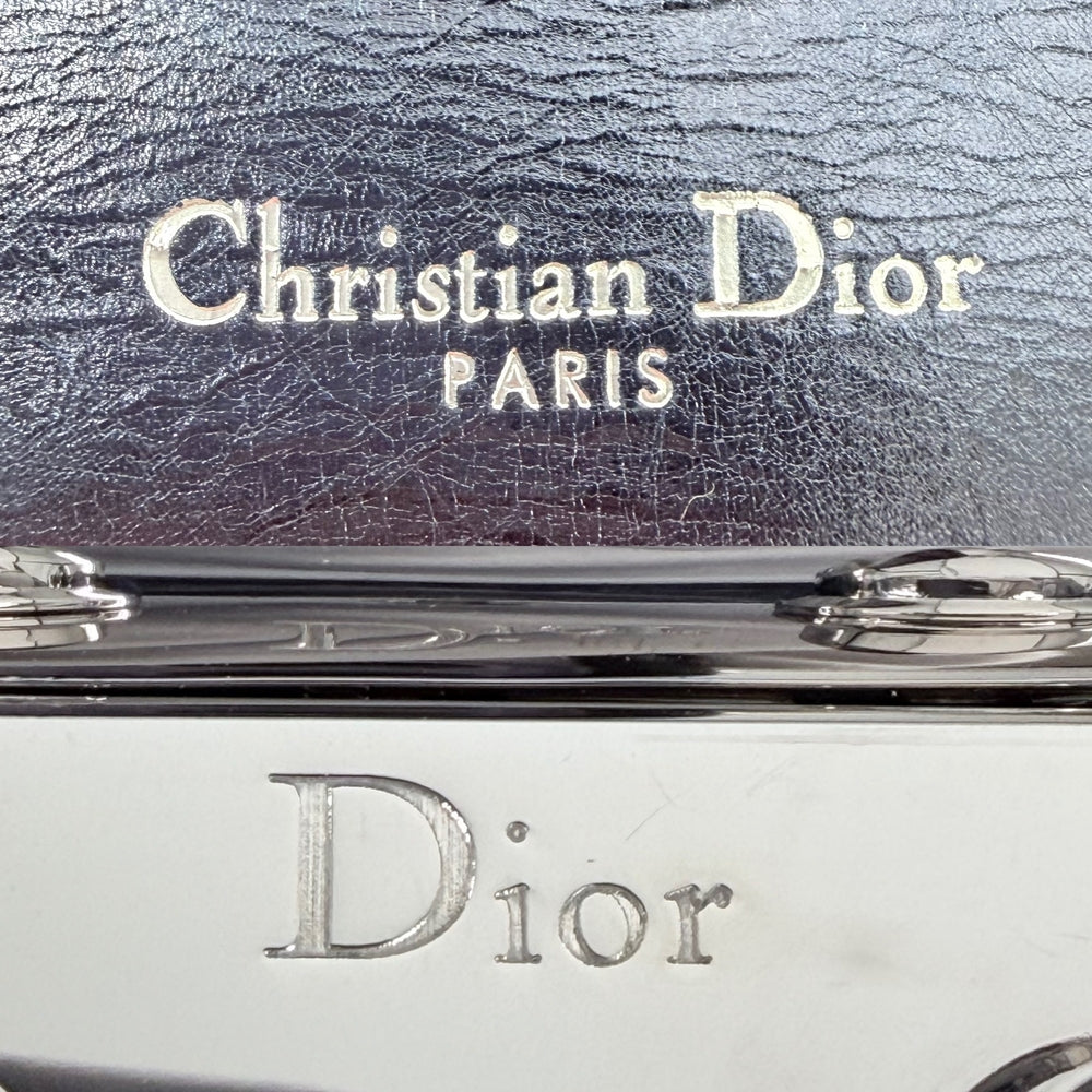 Christian Dior クリスチャンディオール 2WAY カナージュ ニューロック メタリック ショルダーバッグ ハンドバッグ レザー ブルー 青 シルバー金具 レディース【中古品】