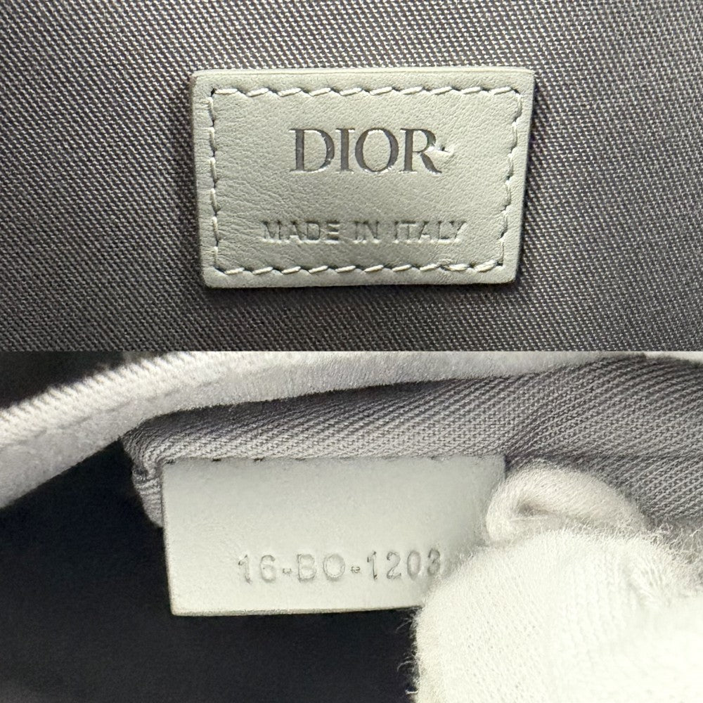Christian Dior クリスチャンディオール リュック CDダイヤモンド ヒット ザ ロード バックパック コーティングキャンバス レザー グレー シルバー金具 メンズ【中古品】