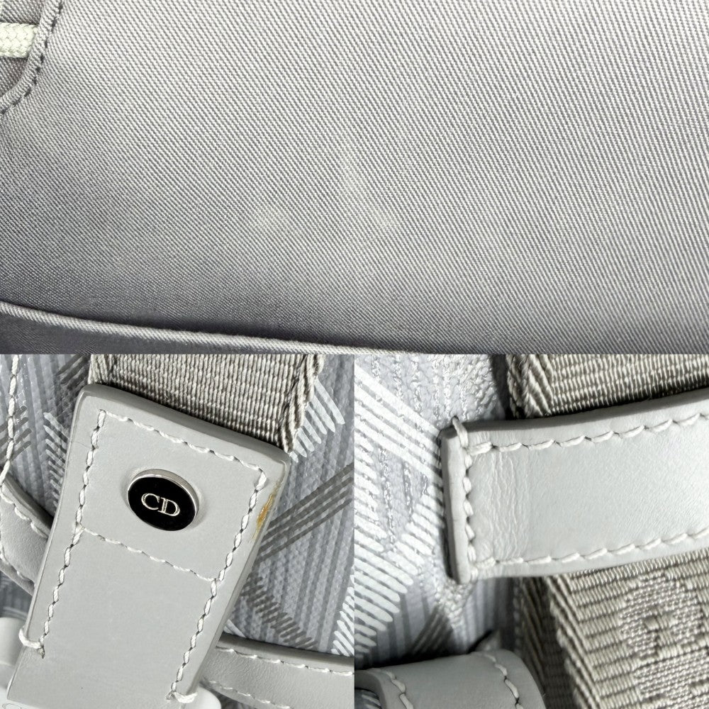 Christian Dior クリスチャンディオール リュック CDダイヤモンド ヒット ザ ロード バックパック コーティングキャンバス レザー グレー シルバー金具 メンズ【中古品】