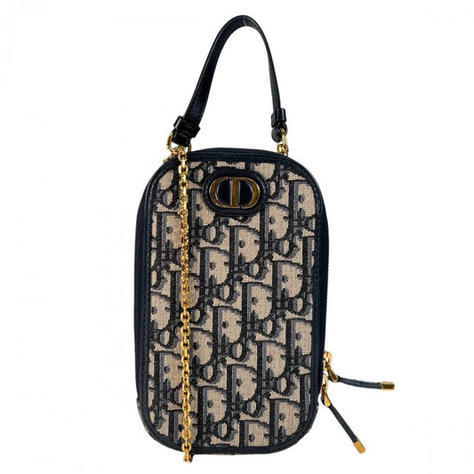 Christian Dior クリスチャンディオール ショルダーバッグ モンテーニュ コーリンディオール フォンホルダー S2114UTZQ_M928 キャンバス レザー ネイビー 紺 ブラック 黒 ゴールド金具 レディース【中古品】