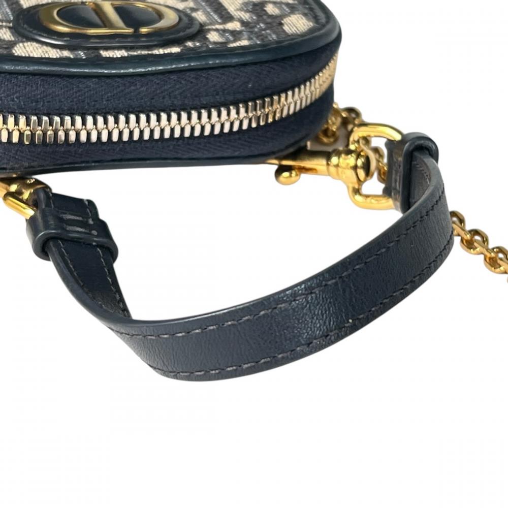 Christian Dior クリスチャンディオール ショルダーバッグ モンテーニュ コーリンディオール フォンホルダー S2114UTZQ_M928 キャンバス レザー ネイビー 紺 ブラック 黒 ゴールド金具 レディース【中古品】