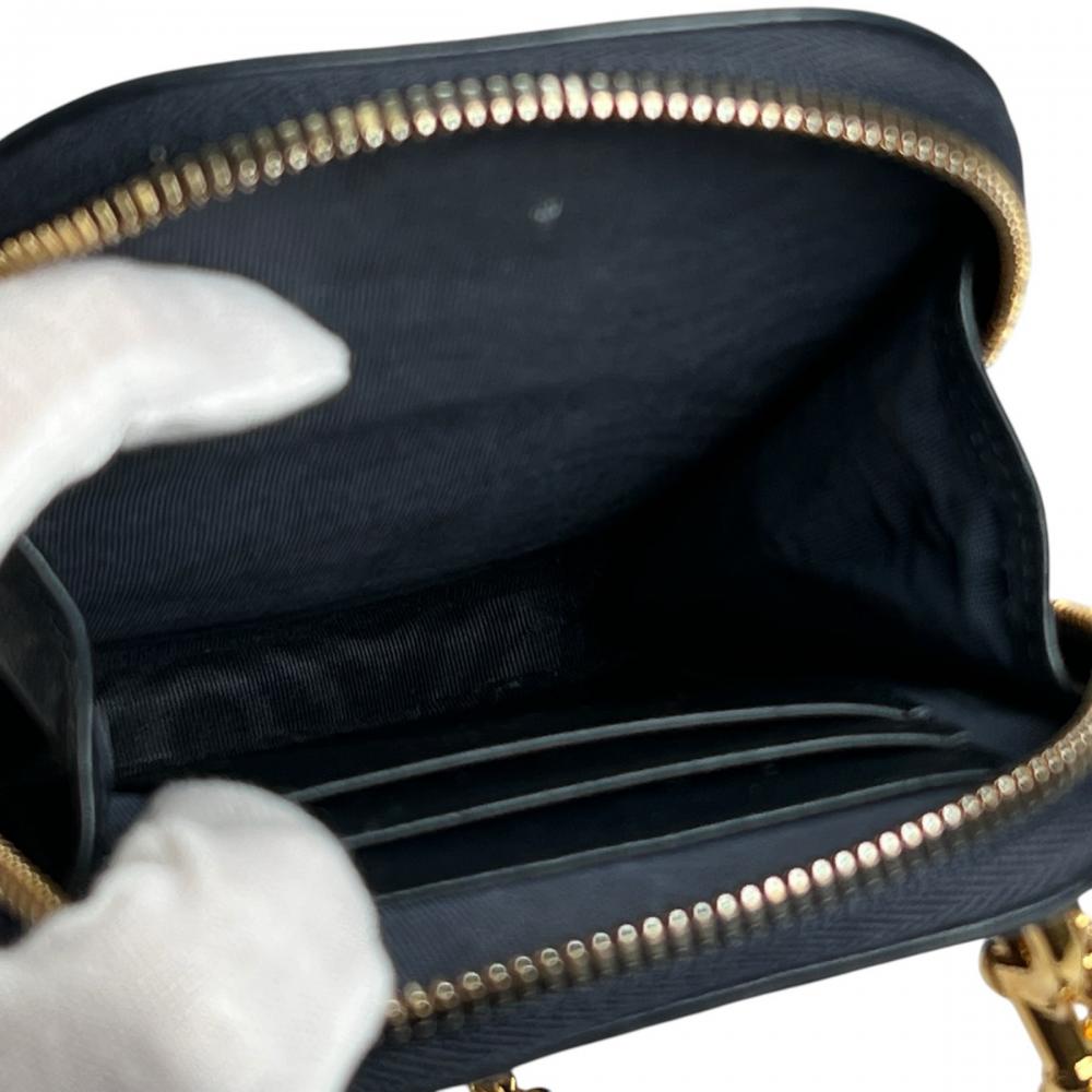 Christian Dior クリスチャンディオール ショルダーバッグ モンテーニュ コーリンディオール フォンホルダー S2114UTZQ_M928 キャンバス レザー ネイビー 紺 ブラック 黒 ゴールド金具 レディース【中古品】