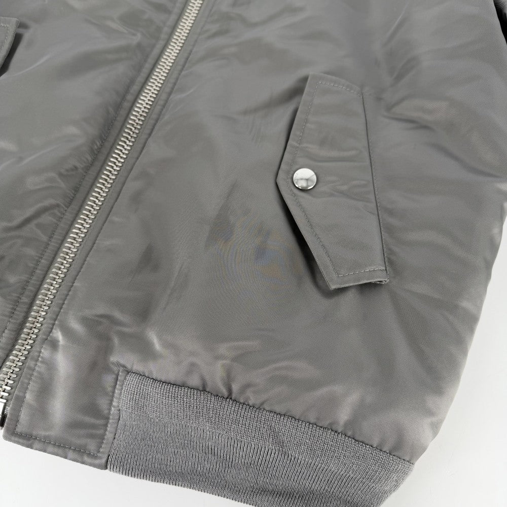CELINE セリーヌ ブルゾン ロゴ アウター ボンバージャケット MA-1 アパレル 服 46 2W426889 グレー系 シルバー金具 ナイロン メンズ【中古品】