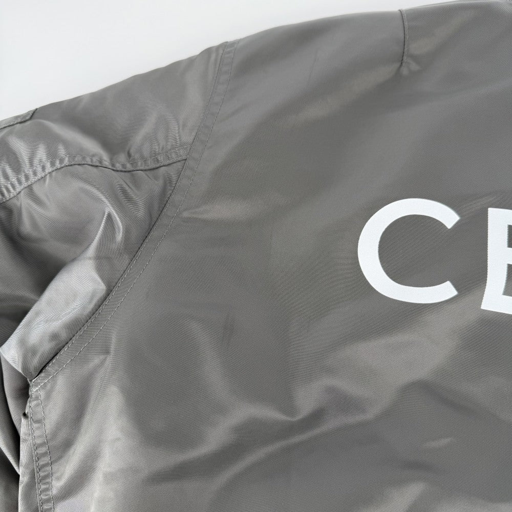 CELINE セリーヌ ブルゾン ロゴ アウター ボンバージャケット MA-1 アパレル 服 46 2W426889 グレー系 シルバー金具 ナイロン メンズ【中古品】