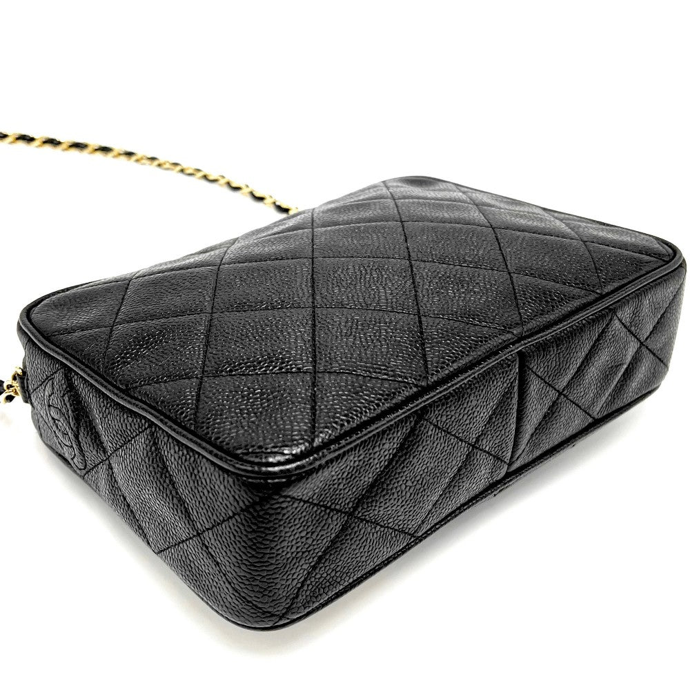 CHANEL シャネル ショルダーバッグ マトラッセ ココボール チェーンショルダー ココマーク ヴィンテージ 小さめ キャビアスキン ブラック 黒 ゴールド金具 レディース【中古品】