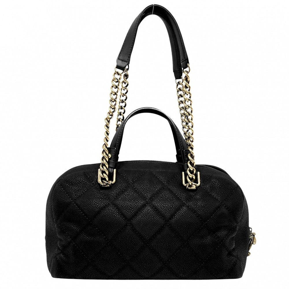 【開店SALE】 CHANEL シャネル 2WAY マトラッセ ココマーク ハンドバッグ ショルダーバッグ ボウリングバッグ 17****** レザー ブラック 黒 ゴールド金具 レディース【中古品】