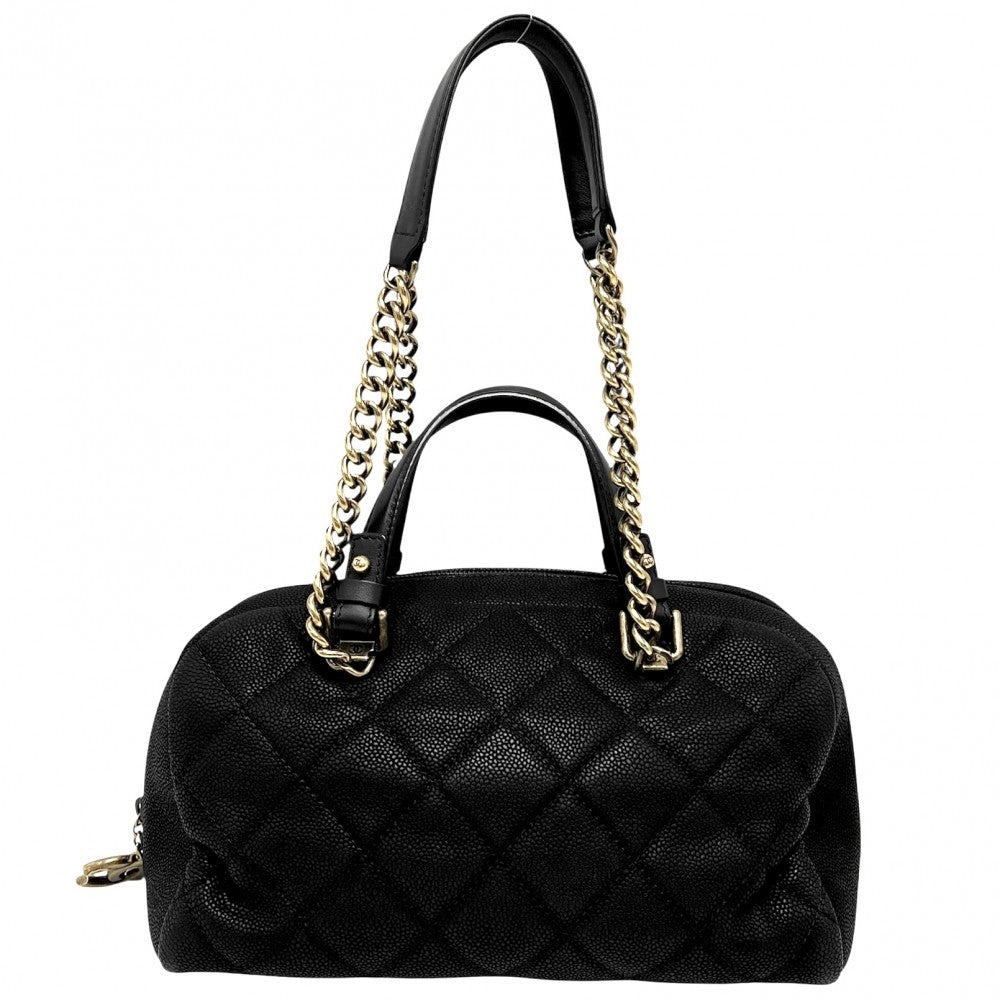 CHANEL シャネル 2WAY マトラッセ ココマーク ハンドバッグ ショルダーバッグ ボウリングバッグ 17****** レザー ブラック 黒 ゴールド金具 レディース【中古品】