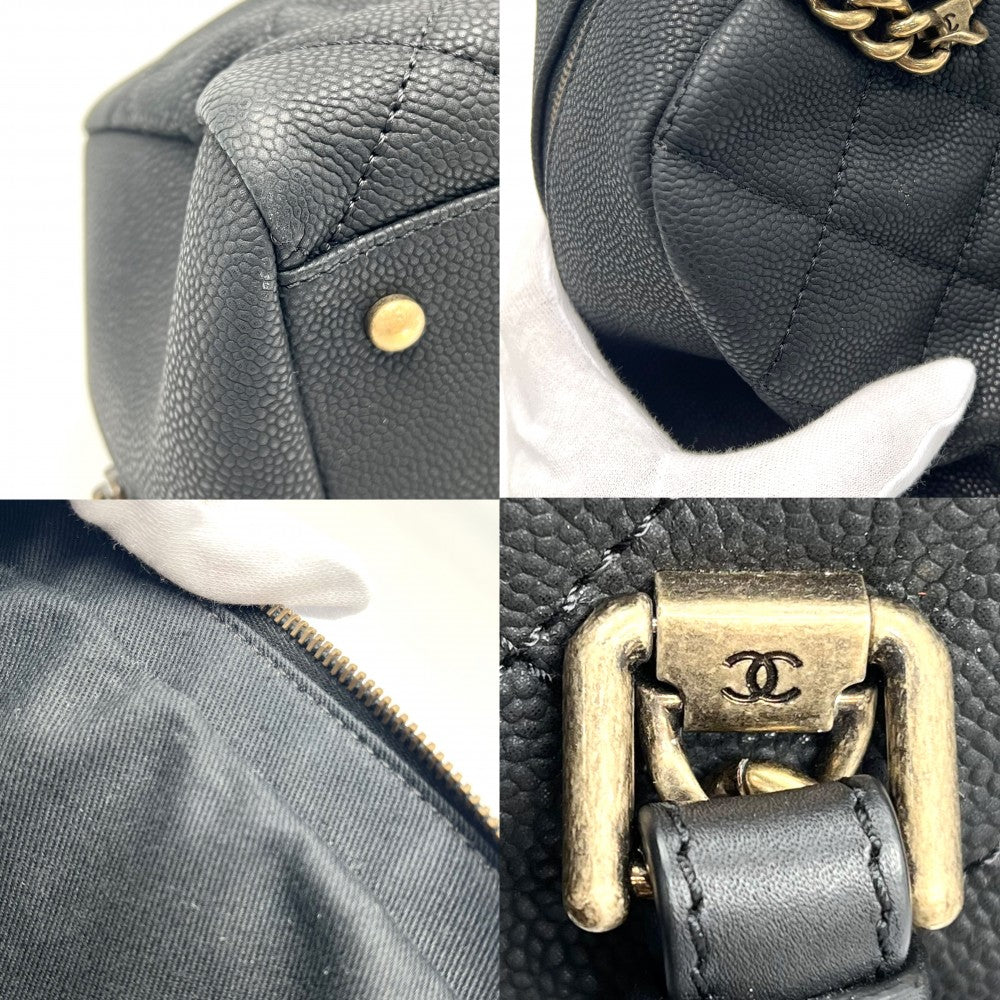 【開店SALE】 CHANEL シャネル 2WAY マトラッセ ココマーク ハンドバッグ ショルダーバッグ ボウリングバッグ 17****** レザー ブラック 黒 ゴールド金具 レディース【中古品】