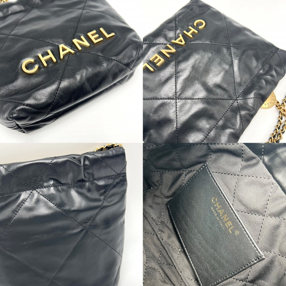 CHANEL シャネル 2WAY シャネル22 チェーンショルダーバッグ ハンドバッグ ミニバッグ AS3980 レザー ブラック 黒 ゴールド金具 レディース【中古品】