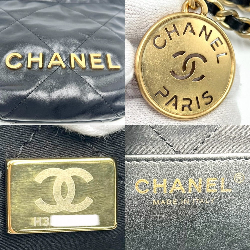 CHANEL シャネル 2WAY シャネル22 チェーンショルダーバッグ ハンドバッグ ミニバッグ AS3980 レザー ブラック 黒 ゴールド金具 レディース【中古品】