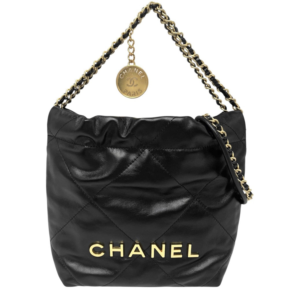 CHANEL シャネル 2WAY シャネル22 チェーンショルダーバッグ ハンドバッグ ミニバッグ AS3980 レザー ブラック 黒 ゴールド金具 レディース【中古品】
