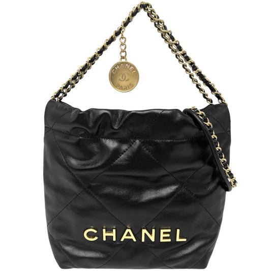 CHANEL シャネル 2WAY シャネル22 チェーンショルダーバッグ ハンドバッグ ミニバッグ AS3980 レザー ブラック 黒 ゴールド金具 レディース【中古品】