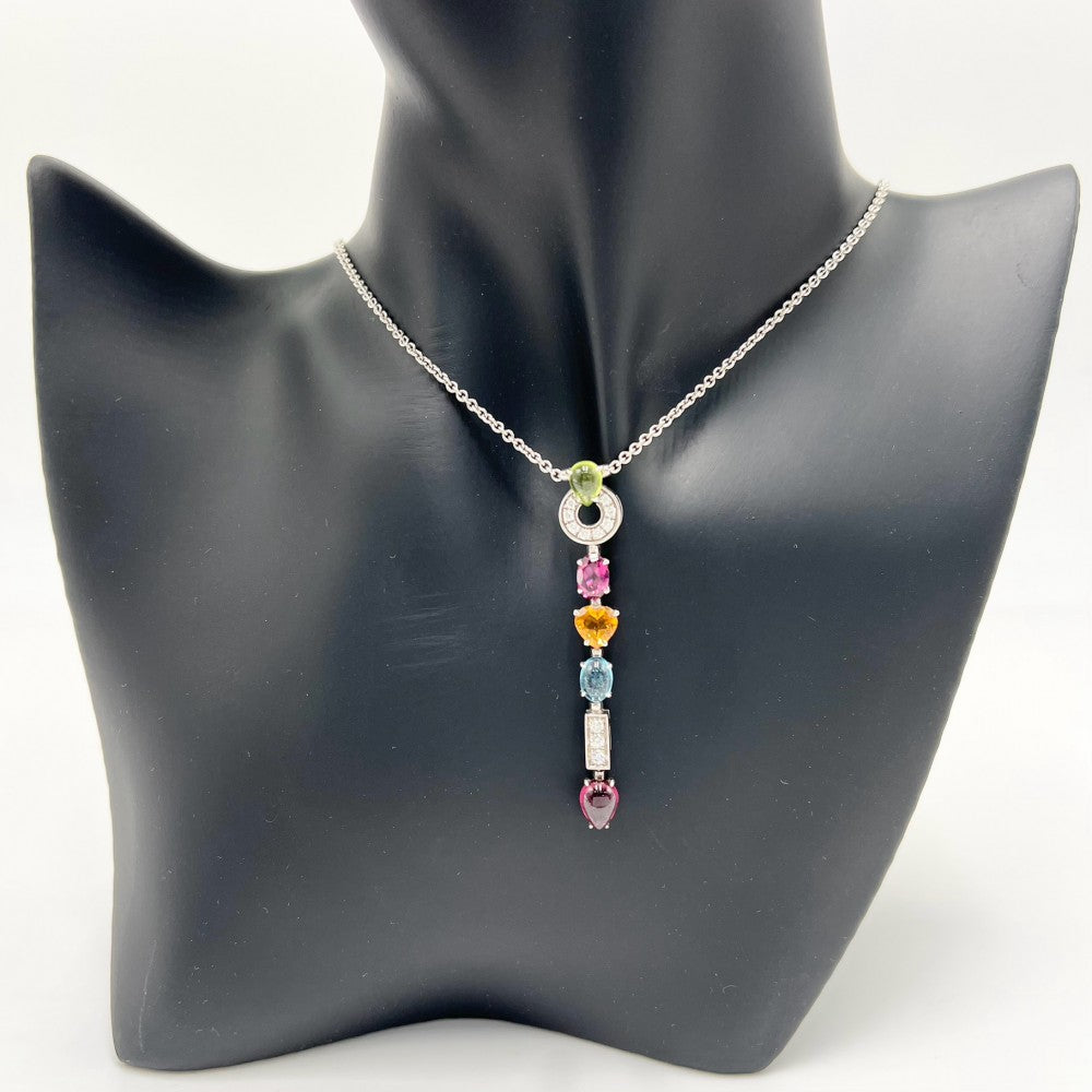【開店SALE】 BVLGARI ブルガリ ネックレス アレグラ ペンダント ジュエリー アクセサリー 18金WG 750 K18ホワイトゴールド ダイヤモンド レディース 約15.0g【中古品】