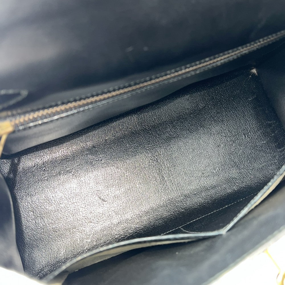 【開店SALE】 HERMES エルメス 2WAY ケリー28 外縫い ハンドバッグ ショルダーバッグ 〇U刻印 ボックスカーフ ブラック 黒 ゴールド金具 レディース 1991年【中古品】