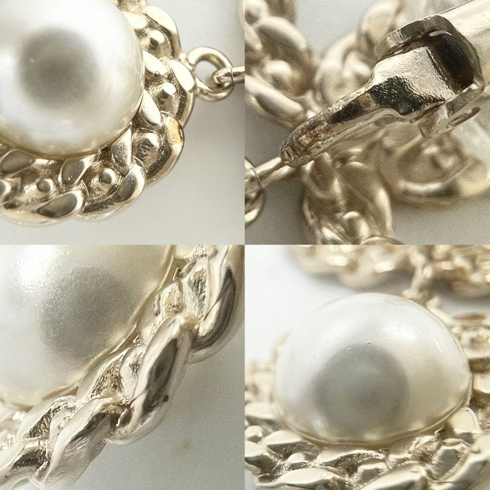 【開店SALE】 CHANEL シャネル イヤリング ココマーク スイング アクセサリー GP フェイクパール ラインストーン B19P ゴールド レディース 約9.6g 2019年【中古品】