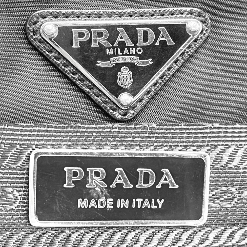 PRADA プラダ トートバッグ トライアングルロゴ ハンドバッグ BR4339 ナイロン レザー ブラック 黒 シルバー金具 レディース【中古品】