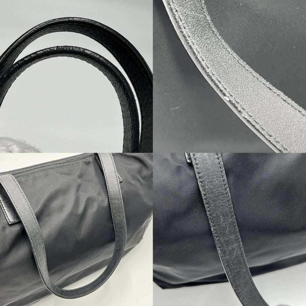 PRADA プラダ トートバッグ トライアングルロゴ ハンドバッグ BR4339 ナイロン レザー ブラック 黒 シルバー金具 レディース【中古品】